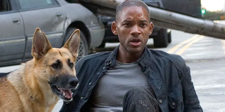 Will Smith e cachorro em Eu sou a Lenda