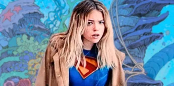 Milly Alcock com uniforme da Supergirl