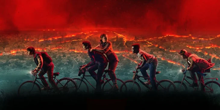 Mike, Eleven, Will, Dustin e Lucas em Stranger Things 5