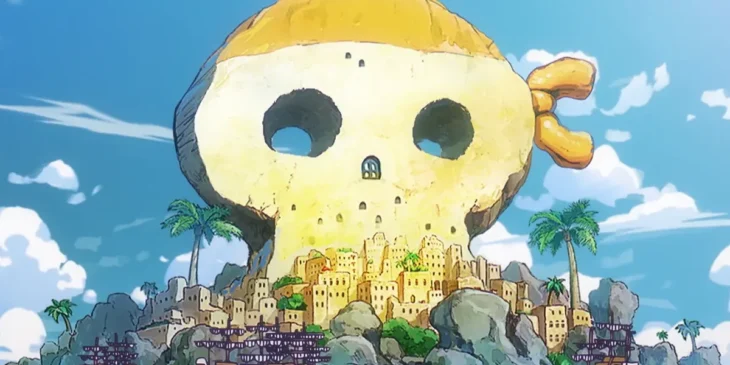 Vista da Ilha de Hachinosu em One Piece