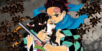 Nezuko e Tanjiro em arte do mangá Demon Slayer
