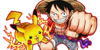 Luffy e Pikachu em arte colaborativa de One Piece e Pokémon