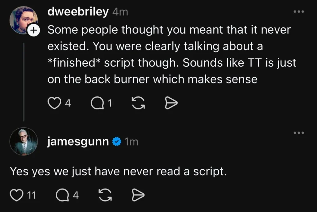 Resposta de James Gunn sobre roteiro do filme dos Jovens Titas
