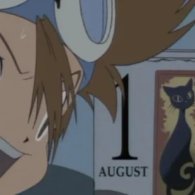Tai olhando o calendário em cena de Digimon Adventure