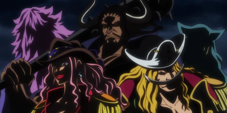 Tripulação de Rocks D. Xebec em cena de One Piece