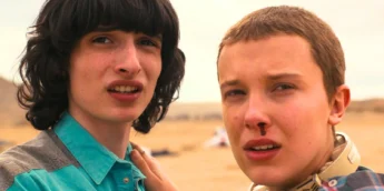 Finn Wolfhard e Millie Bobby Brown em Stranger Things