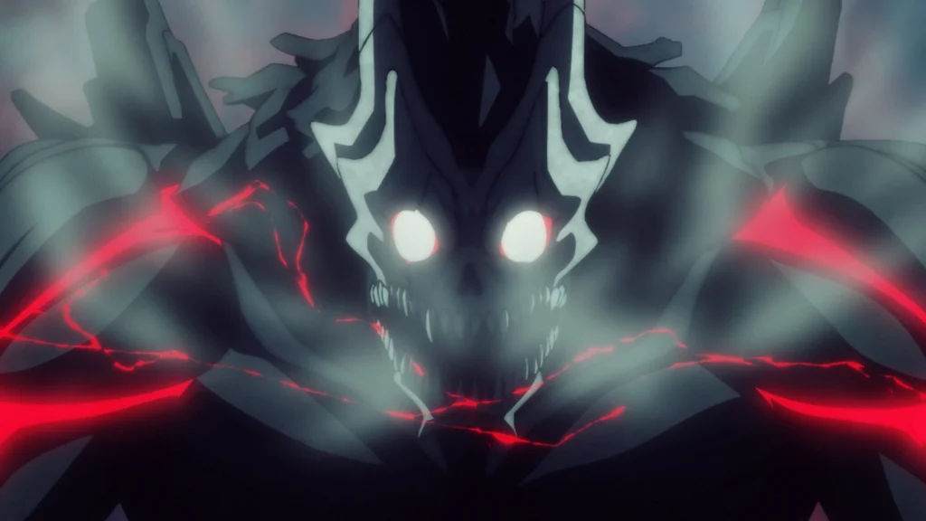 Kafka como Kaiju No. 8 em final da 1ª temporada do anime