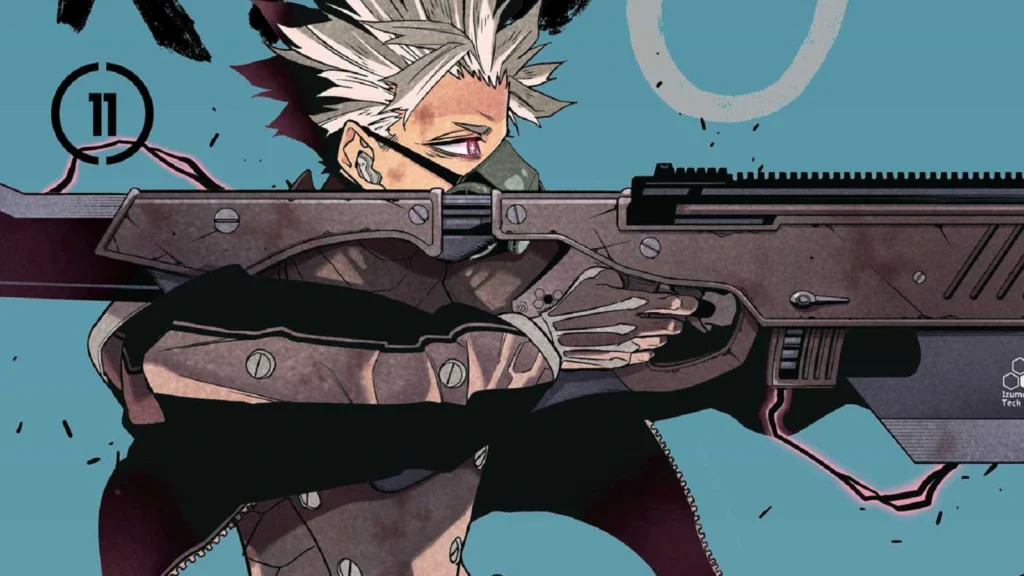Gen Narumi em capa do Volume 1 de Kaiju No. 8