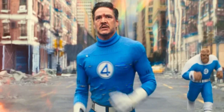 Pedro Pascal em ação como Senhor Fantástico em Quarteto Fantástico