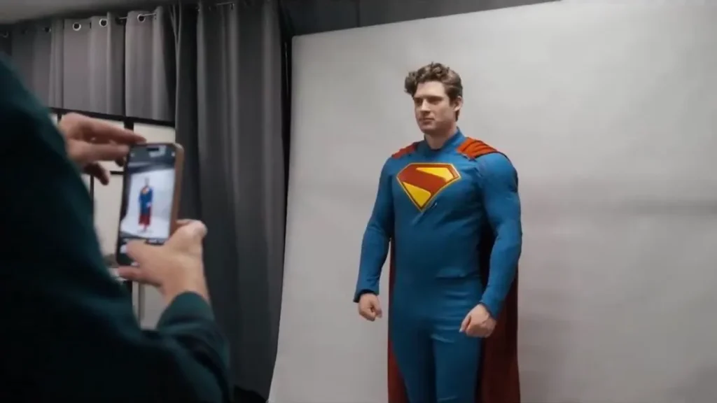 David Corenswet como Superman, sem a "cueca por cima das calças"
