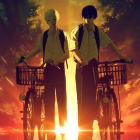 Hikaru e Yoshiki voltando para casa no pôr do sol em novo pôster de O Verão em que Hikaru Morreu
