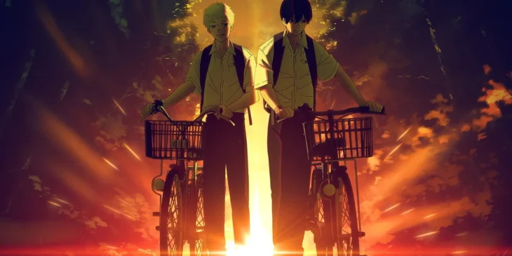 Hikaru e Yoshiki voltando para casa no pôr do sol em novo pôster de O Verão em que Hikaru Morreu