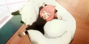 Anya e Bond dormindo em cena de SPY x FAMILY
