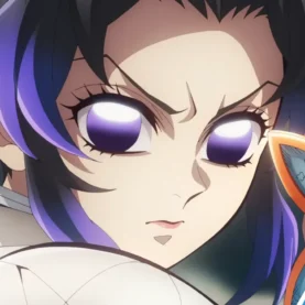 Shinobu enfrenta Doma em cena de Demon Slayer: Castelo Infinito