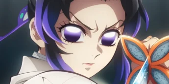 Shinobu enfrenta Doma em cena de Demon Slayer: Castelo Infinito
