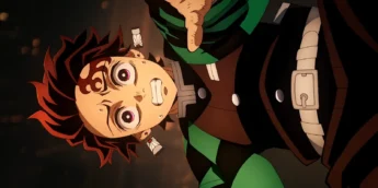 Tanjiro caindo no Castelo Infinito em cena de Demon Slayer: Castelo Infinito