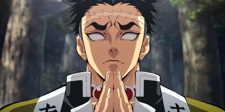 Gyomei Himejima em cena de Demon Slayer: Arco do Treinamento dos Hashira