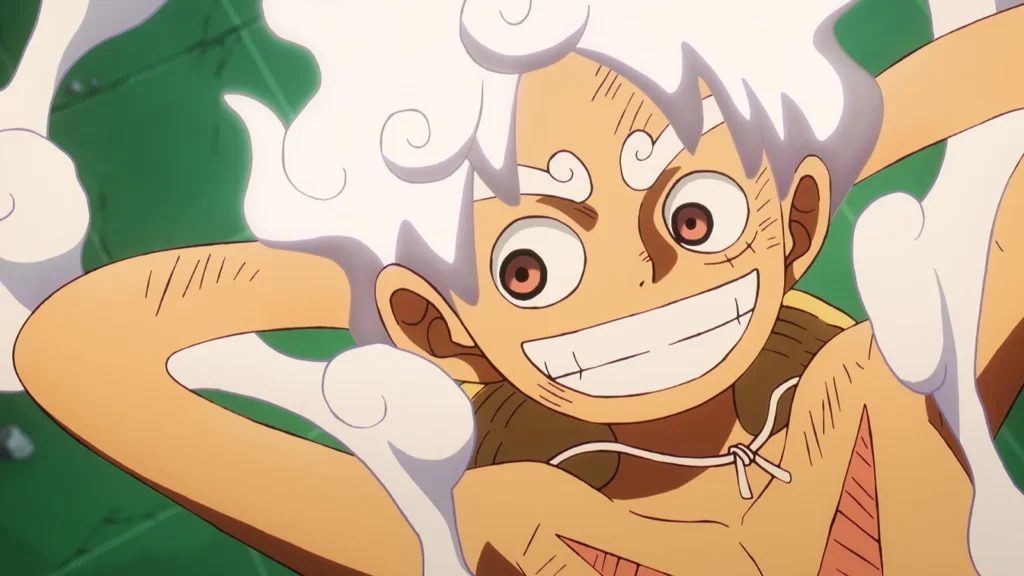 Luffy na forma Gear 5 em cena do Episódio 1.141 de One Piece
