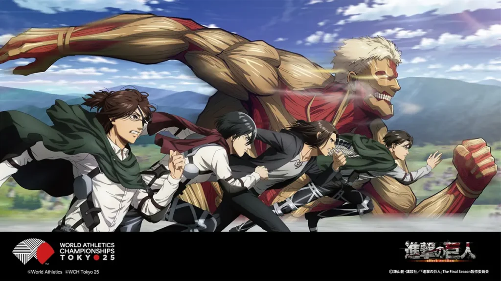 Arte colaborativa de Attack on Titan com Mundial de Atletismo de Tóquio