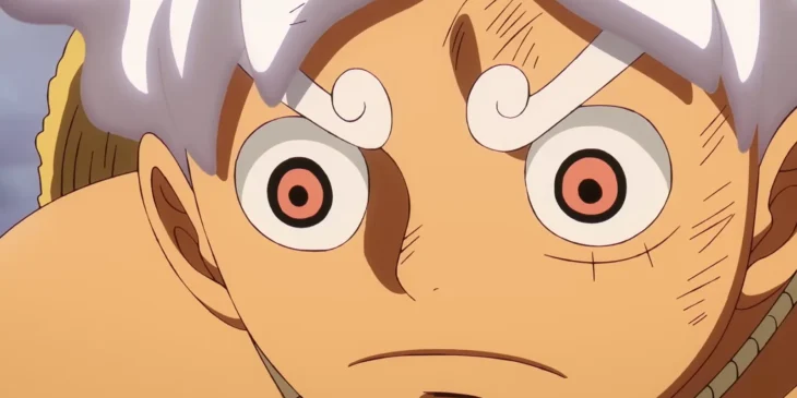 Luffy na forma Gear 5 em cena do Episódio 1.142 de One Piece