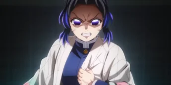 Shinobu Kocho enfrentando Doma em cena de Demon Slayer: Castelo Infinito