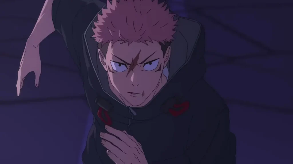 Yuji Itadori em cena de Jujutsu Kaisen: O Jogo o Abate