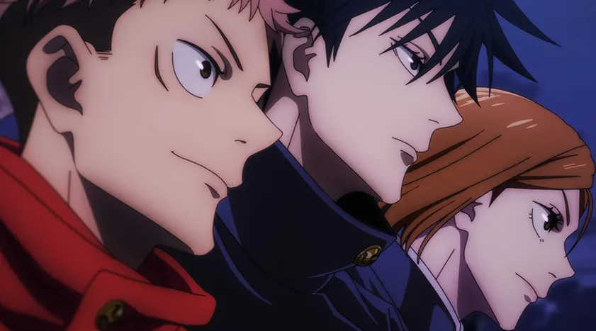 Yuji, Megumi e Nobara em cena do Episódio 22 de Jujutsu Kaisen