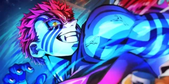 Akaza em arte promocional de Demon Slayer: Castelo Infinito