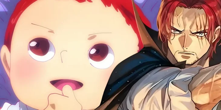 Shanks bebê e adulto em One Piece