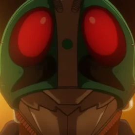 Tanzaburo Tojima mascarado em cena de Tojima Wants to Be a Kamen Rider