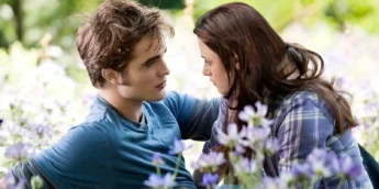 Robert Pattinson e Kristen Stewart em Crepúsculo