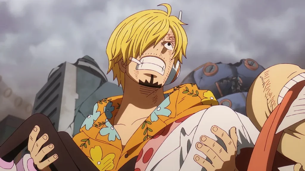 Sanji carregando Vegapunk m cena do Episódio 1.142 de One Piece