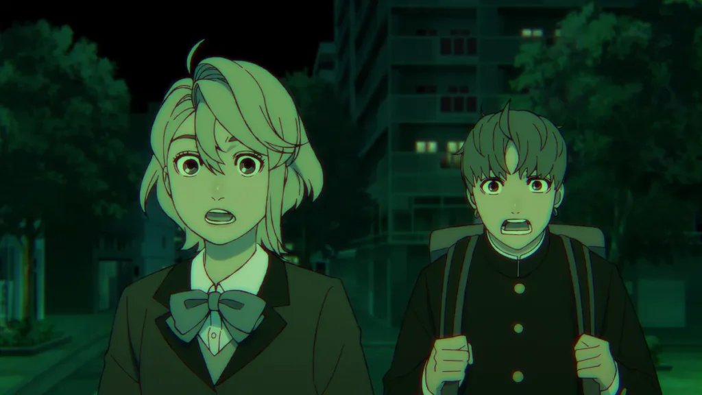 Aira e Jiji em cena do Episódio 11 da 2ª temporada de DAN DA DAN