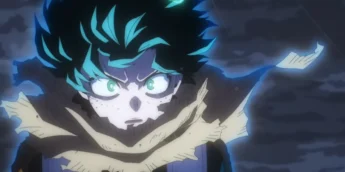 Deku enfrentando Shigaraki em cena da temporada final de My Hero Academia