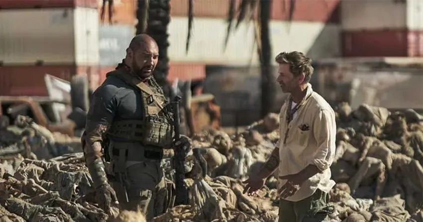 Dave Bautista e Zack Snyder nos bastidores de Army of the Dead: Invasão em Las Vegas