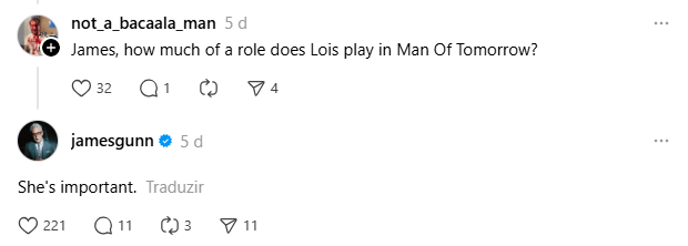 James Gunn abordando papel de Lois Lane em Homem do Amanhã