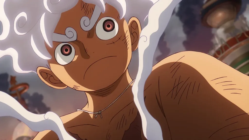 Luffy na forma Gear 5 em cena do Episódio 1.143 de One Piece