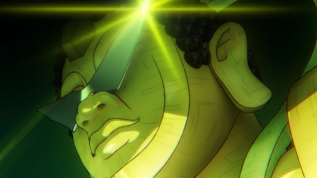 Robô gigante em cena do Episódio 24 de DAN DA DAN