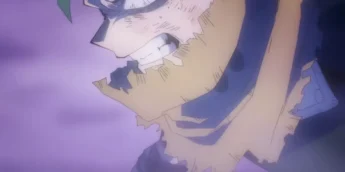 Deku enfrentando Shigaraki em cena da temporada final de My Hero Academia