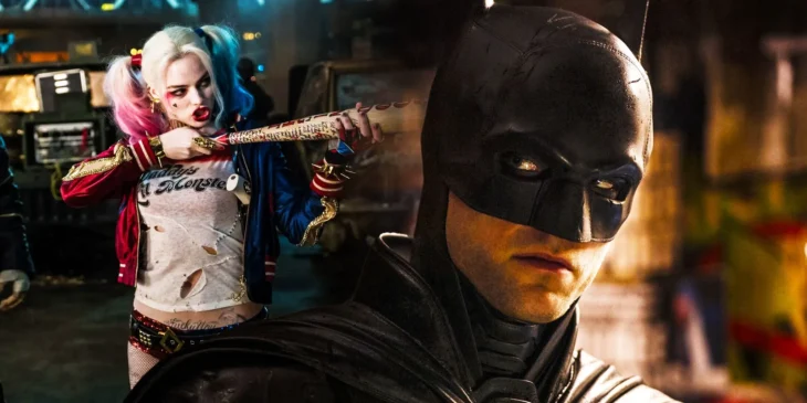 Margot Robbie como Arlequina e Robert Pattinson como Batman