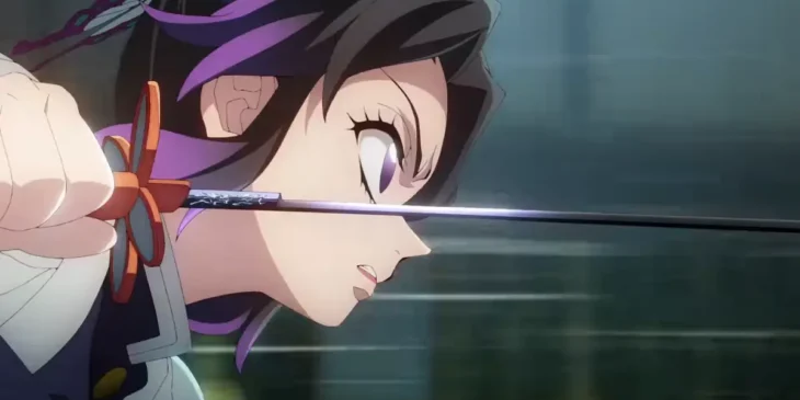 Shinobu enfrentando Doma em cena de Demon Slayer: Castelo Infinito