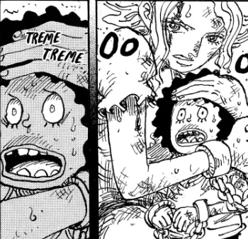 Jovem Teech e sua mãe no Capítulo 1.160 de One Piece