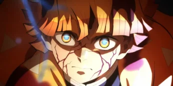 Zenitsu enfrentando Kaigaku em cena de Demon Slayer: Castelo Infinito