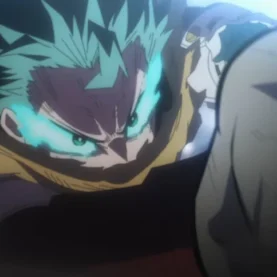 Deku enfrentando Shigaraki na temporada final de My Hero Academia
