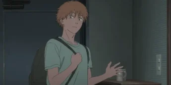 Denji acenando em cena de Chainsaw Man - O Filme: Arco da Reze