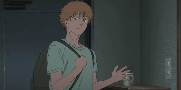 Denji acenando em cena de Chainsaw Man - O Filme: Arco da Reze