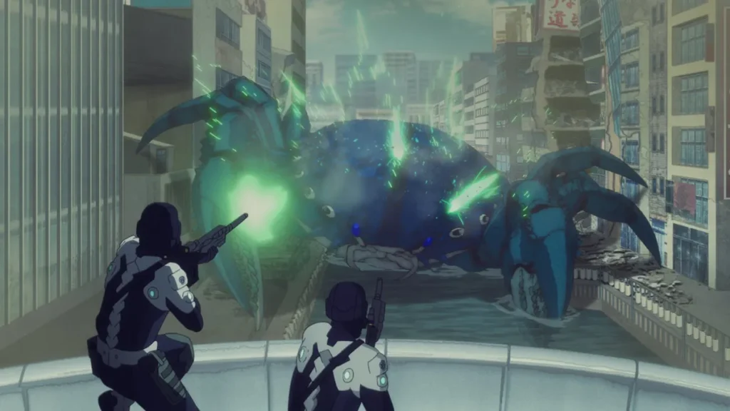 Forças de Defesa enfrentando kaiju em cena do Episódio 22 de Kaiju No. 8