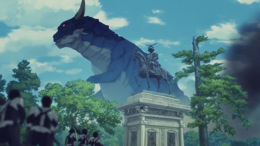 Ataque de kaiju em cena do Episódio 22 de Kaiju No. 8