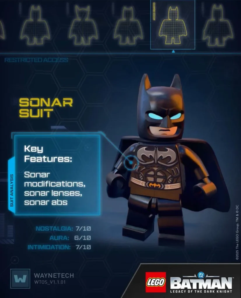 Traje sonar de Batman Eternamente em LEGO Batman: O Legado do Cavaleiro das Trevas