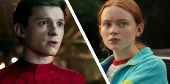 Tom Holland como Homem-Aranha e Sadie Sink em Stranger Things